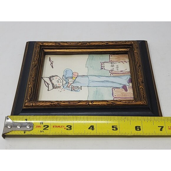 Vintage Hand Drawn/Painted Framed Picture Unknown‎ Artist Unsigned USA Navy - Picture 3 of 5